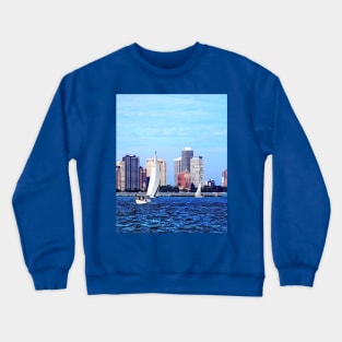 Chicago IL - Two Sailboat Against Chicago Skyline Crewneck Sweatshirt